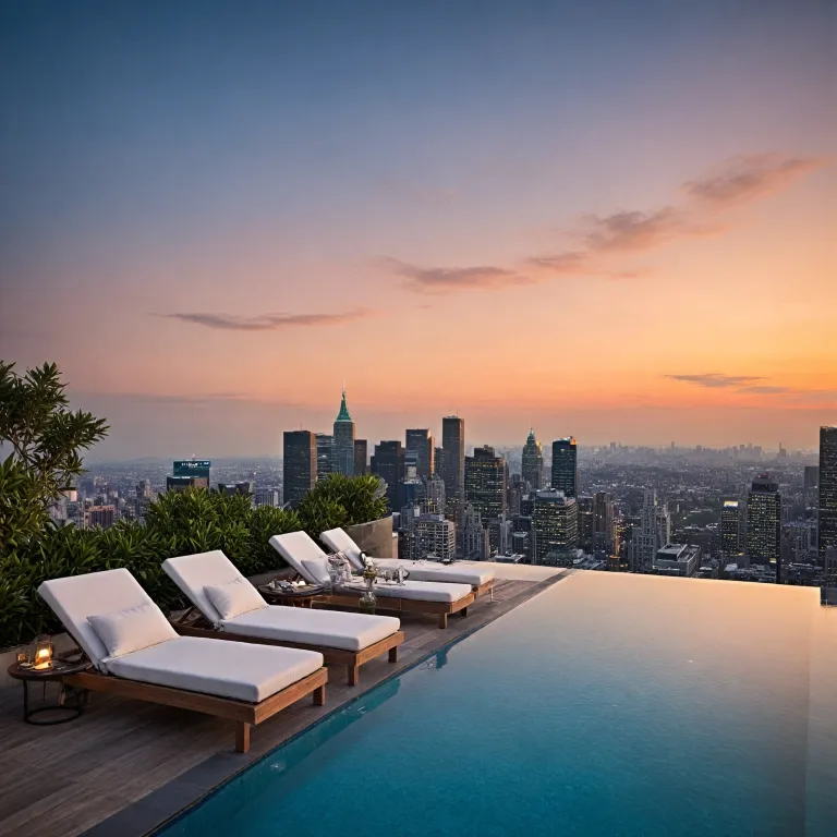 Experience the elegance of a luxury rooftop hotel with city view